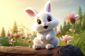 Whimsical Rabbit 3D Character Portraits: Adorable and Expressive Rabbit Renderings in Stunning 3D Detail  3d character portraits of animals rabbit