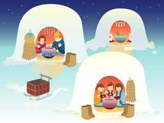 夜のかまくらの風景