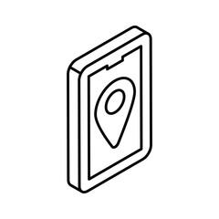 Placeholder inside mobile screen denoting concept isometric icon of mobile location, mobile navigation