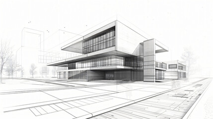 Blueprint design of modern office building.