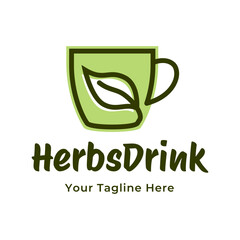 Herbs drink logo. Organic Drink Cup Logo Design Template