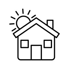 house with morning sun icon vector