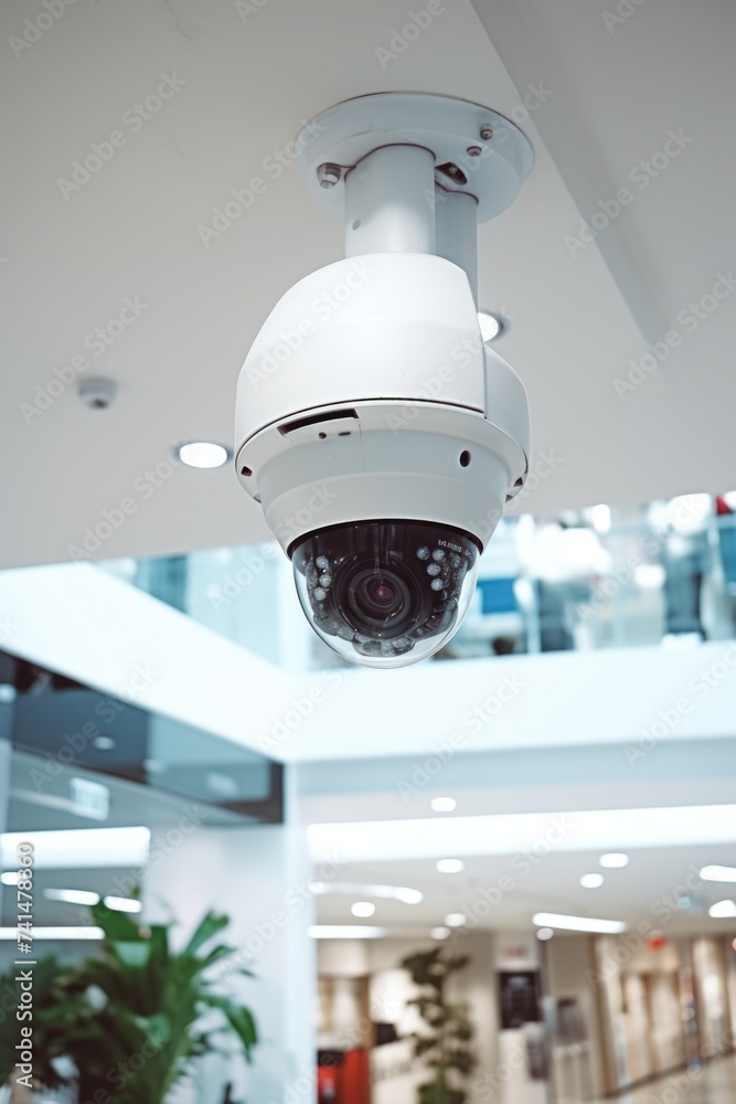 Aufkleber surveillance camera installed on ceiling, suitable for security concepts