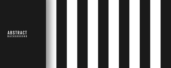 3D black and white abstract background overlap layer with stripes shape decoration. Simple banner with lines style. Modern graphic design element cutout concept for web, flyer, card, or brochure cover