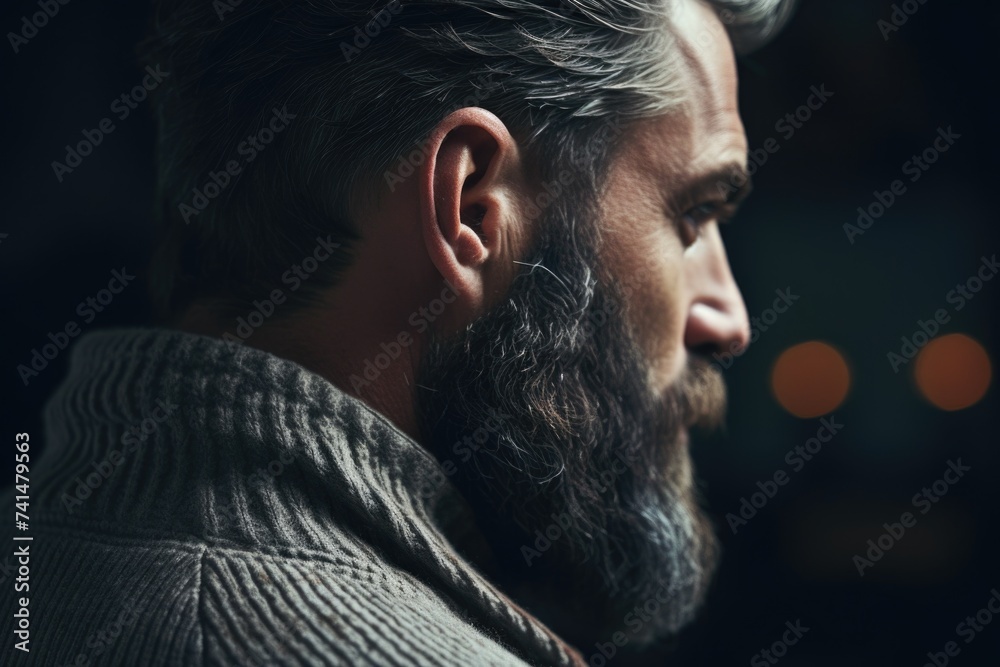 Aufkleber a detailed shot of a man with a beard. suitable for various projects