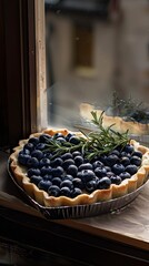 Yummy heart pie with blueberries . High resolution