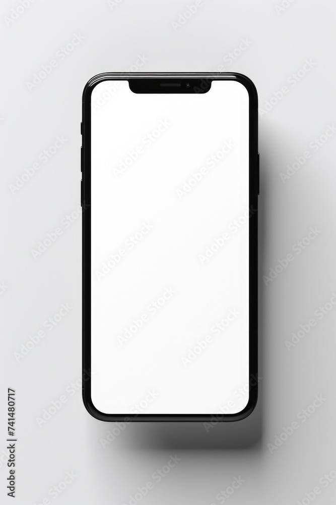 Poster a black and white phone with a blank screen. suitable for technology concepts