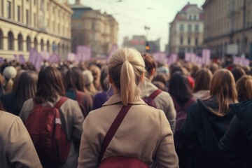 Fototapeta premium A crowd of people walking down a busy street. Suitable for urban lifestyle concepts