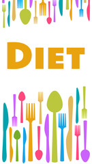 Diet Spoon Fork Knife Colorful Bottom Top Symbols Vertical 