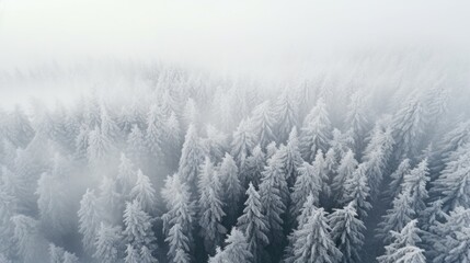 Fototapeta na wymiar Aerial view of a snowy forest, perfect for winter themes