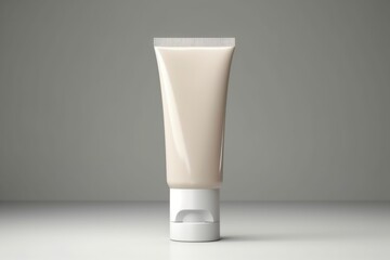 A white tube template for cosmetic packaging with blank space for text or design. Mockup image