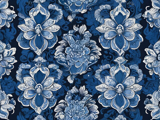 batik background with the dominant color blue