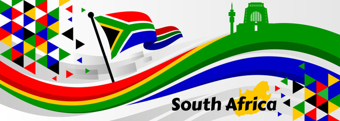 Happy South Africa Freedom Day Vector Illustration on 27 April with Waving Flag 