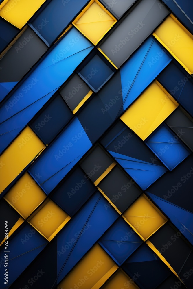 Poster a vibrant abstract background featuring blue and yellow squares. suitable for design projects