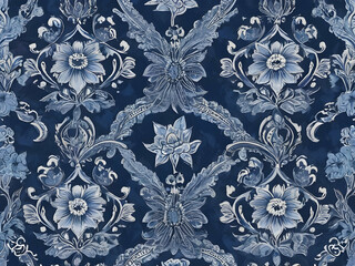 batik background with the dominant color blue