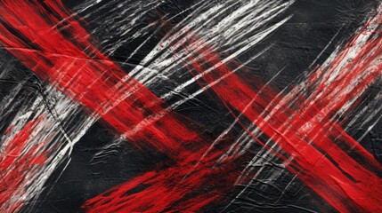 Abstract black and red painting with a striking red X mark. Suitable for graphic design projects or modern art concepts