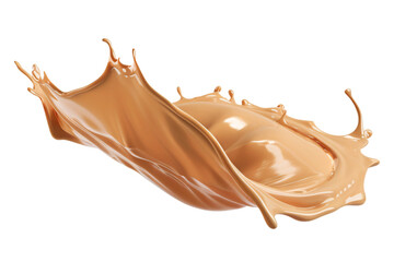 floating peanut butter splash isolated on a transparent background, cut-out background
