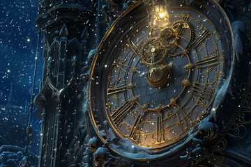 Timekeeper's Enchantment: Magical Clock - obrazy, fototapety, plakaty
