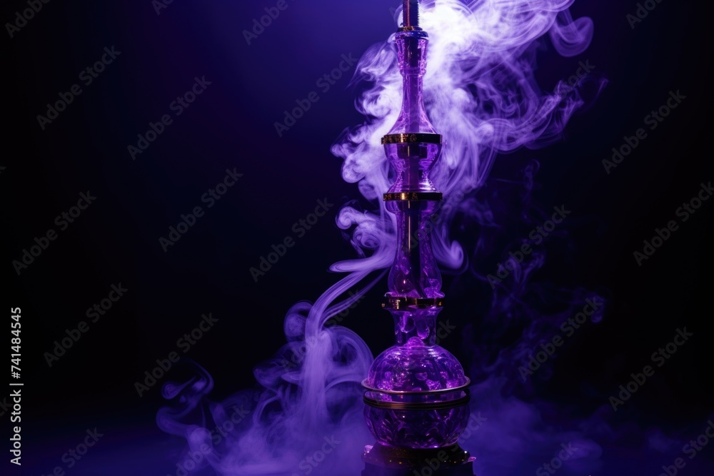 Poster a purple hook with smoke coming out of it. suitable for various concepts and designs