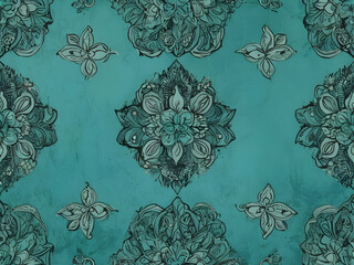 batik background with the dominant color tosca