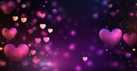 high quality, Abstract dark gradient background with hearts shape bokeh