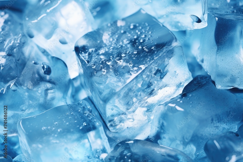 Poster a pile of ice cubes ready for use in drinks. perfect for food and beverage concepts