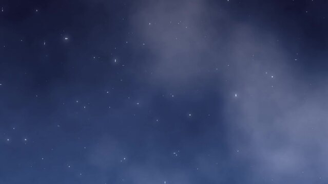 Twinkling Stars and Falling Stars Animation in the cloud mist.
