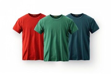 Three plain men's t-shirts displayed on a clean white background. Suitable for clothing mockups or advertising