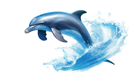 Illustration of a dolphin jumping out of the water