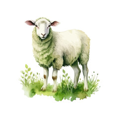 Watercolor sheep. Vector image.