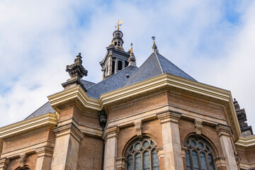 Fototapeta na wymiar XVII century Protestant New Church (Nieuwe Kerk) in the Dutch classical - baroque style. The Hague (Den Haag), The Netherlands.