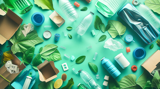 an image that vividly portrays recycled materials being turned into new products - Powered by Adobe