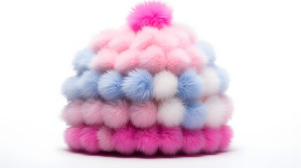 Pom-pom hat white background