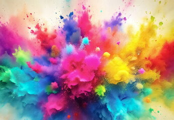Fototapeta na wymiar colorful and vibrant holi background with splatter and explosions of colors