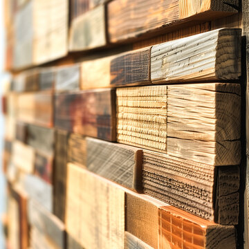 Close-up of upcycled pallet wood crafted into a chic home decor piece