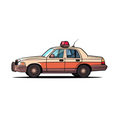 Fototapeta premium Colorful classic Police car illustration. Doodle style.