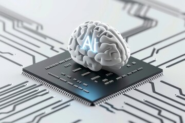 AI Brain Chip robotics. Artificial Intelligence spiking neural network architecture mind mindfulness axon. Semiconductor cache associativity circuit board alzheimer disease