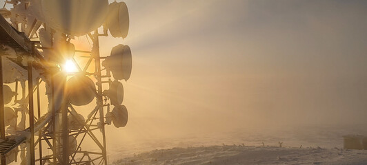 telecommunication pole at dawn	