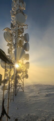 telecommunication pole at dawn	