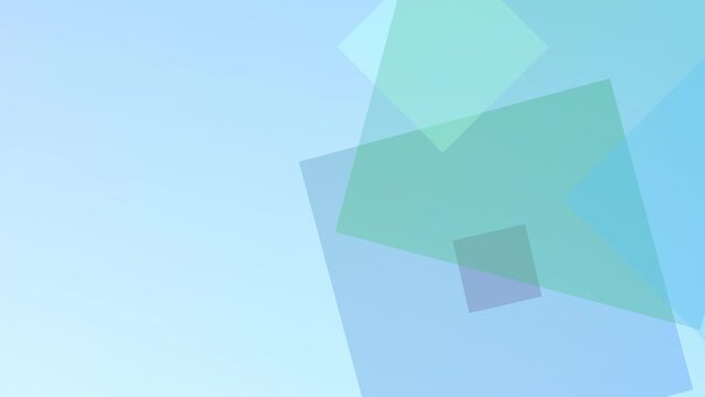 Abstract cube background, animation. Transparent cubes blue background.
