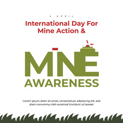 International Day for Mine Action and Mine Awareness template design. poster, banner, social media post, flyer Designs.