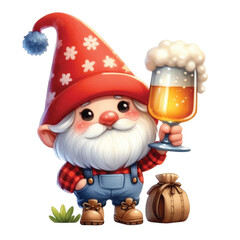 Cute Gnome holding a glass of beer

