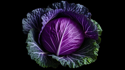 Obraz premium Red cabbage on black background