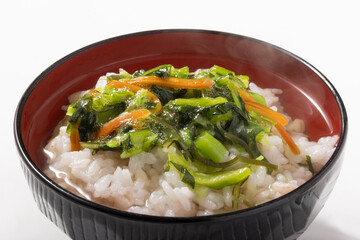 野沢菜昆布の茶漬け