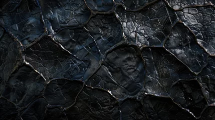 Fototapeten Black lizard skin texture background, black crocodile leather fabric material backdrop © Prometheus 