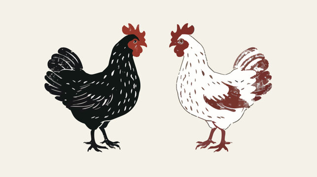 Hen chicken. Vintage logo retro print poster 