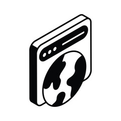 World globe with web browser showing concept icon of global website