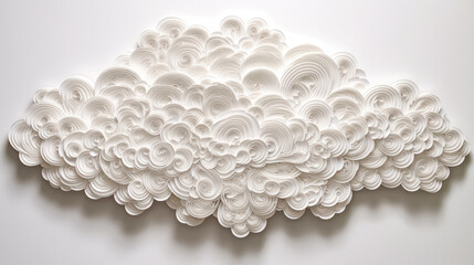 A quilling style cloud, meticulously crafted with delicate paper strips