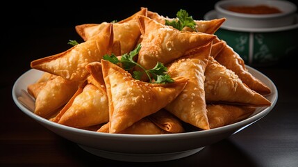 Samosas. typical Indian and Middle Eastern food - obrazy, fototapety, plakaty