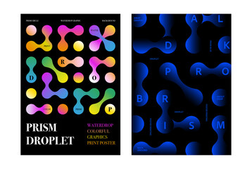 Metaball icon poster graphic design Connected dots Integration abstract symbol Circles simple pattern Point movement Connected blobs Metaballs transition waterdrop linked typo gradient blue colorful